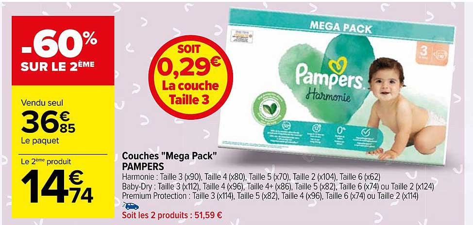 Couches "méga Pack" Pampers