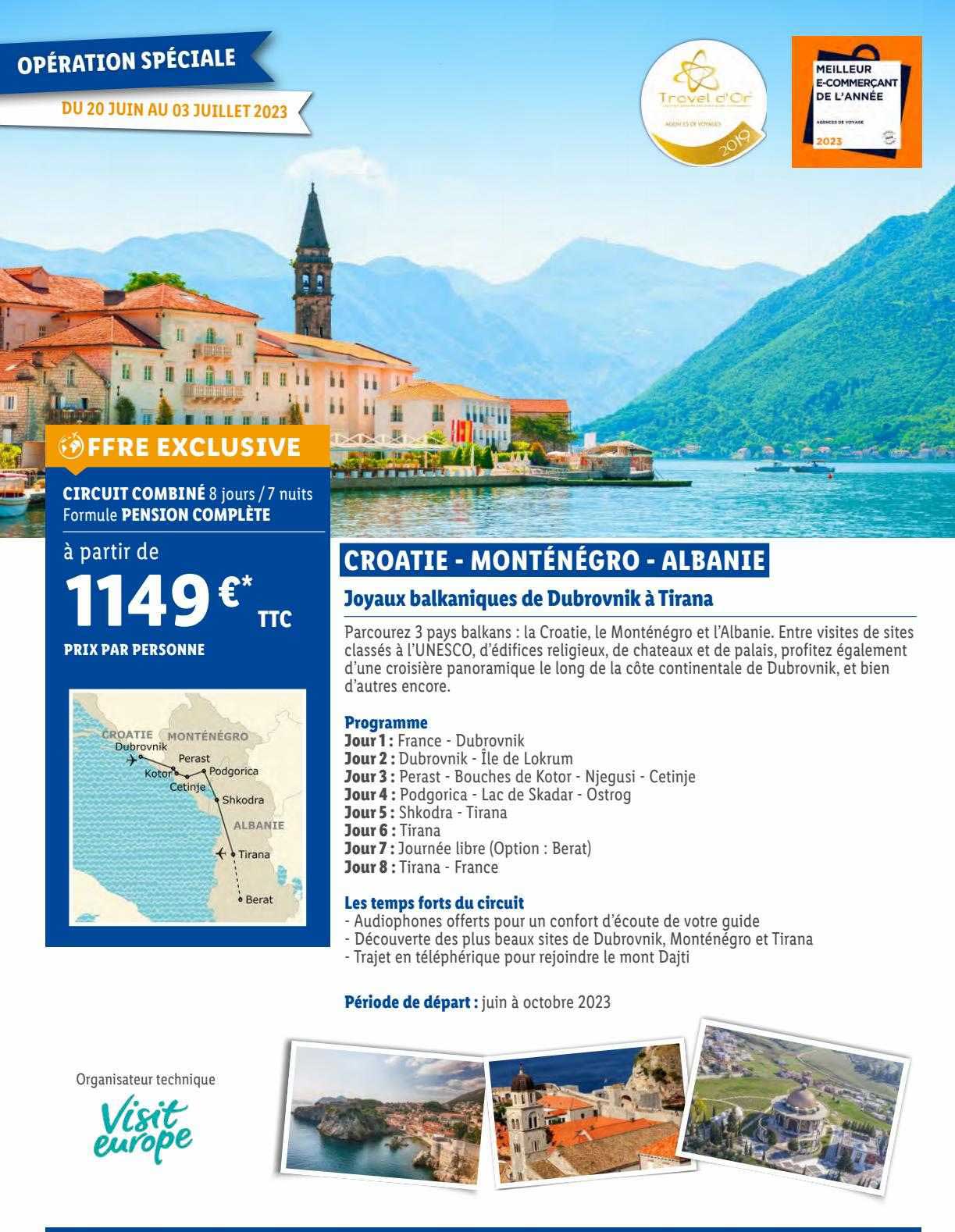 croatie - monténégro - albanie : joyaux balkaniques de dubrovnik à tirana