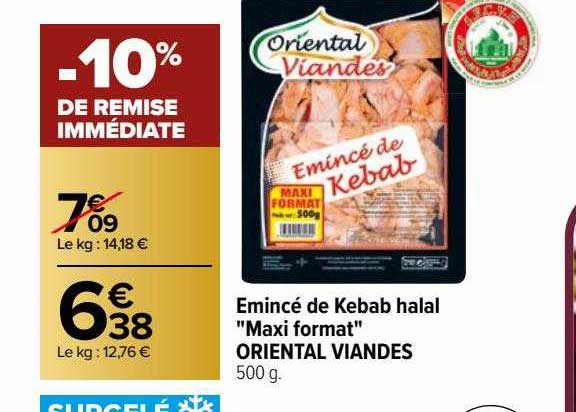émincés de kebab halal "maxi format" oriental viandes