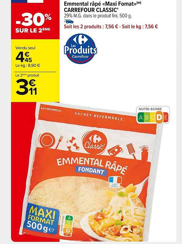 Emmental Râpé «maxi Format» Carrefour Classic'