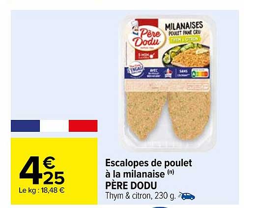escalopes de poulet à la milanaise père dodu