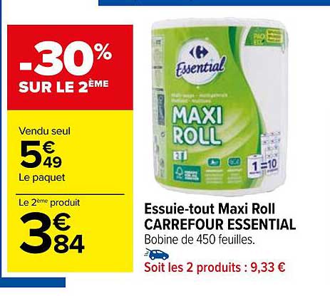 essuie-tout maxi roll carrefour essential