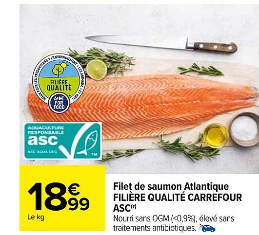 Filet De Saumon Atlantique Filière Qualité Carrefour Asc