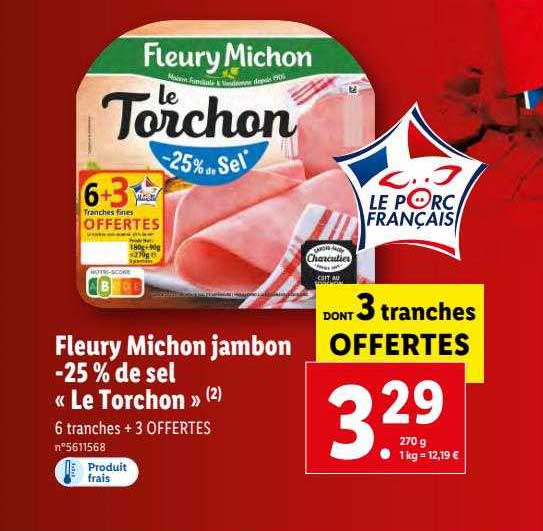 fleury michon jambon -25% de sel «le torchon»