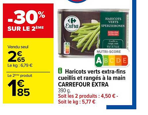 Haricots Verts Extra-fins Cueillis Et Rangés à La Main Carrefour Extra