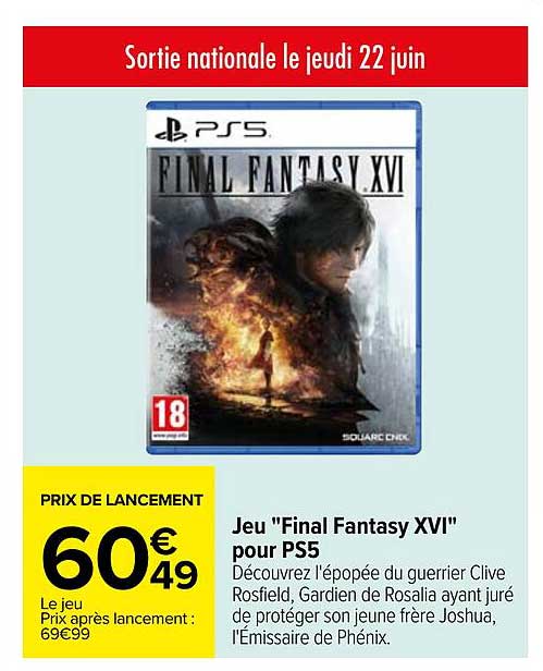 jeu "final fantasy XVI" pour ps5