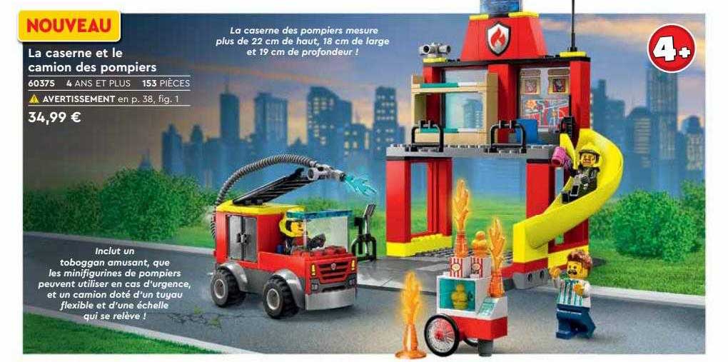 la caserne et le camion des pompiers