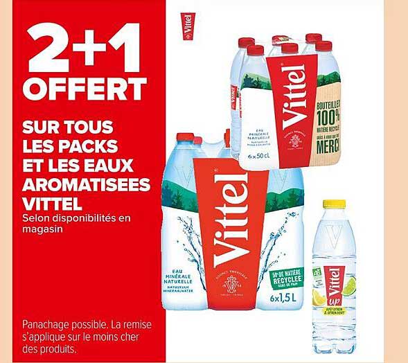 les packs et les eaux aromatisées vittel