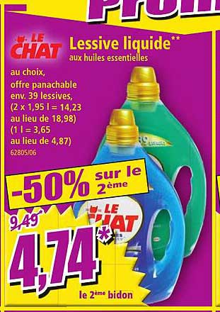 lessive liquide aux huiles essentielles le chat
