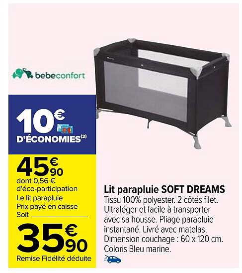 lit parapluie soft dreams bébé confort