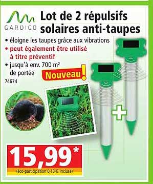 lot de 2 répulsifs solaires anti-taupes gardigo