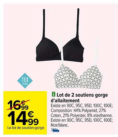 lot de 2 soutiens gorge d'allaitement tex baby
