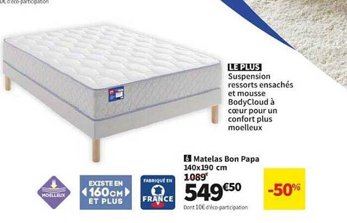 matelas bon papa 140 x 190 cm