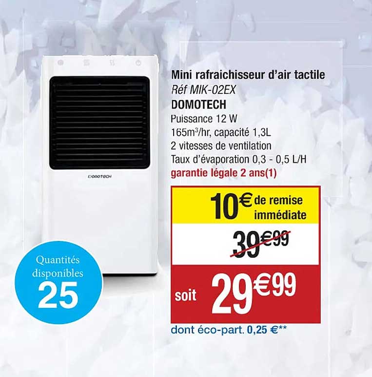 mini rafraîchisseur d'air tactile domotech