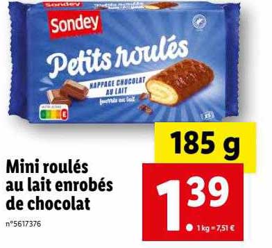 mini roulés au lait enrobés de chocolat sondey