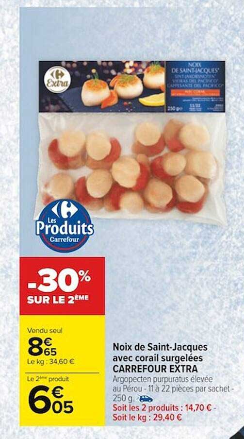 noix de saint-jacques avec corail surgelées carrefour extra