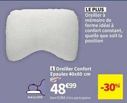Oreiller Confort épaules 40 X 60 Cm