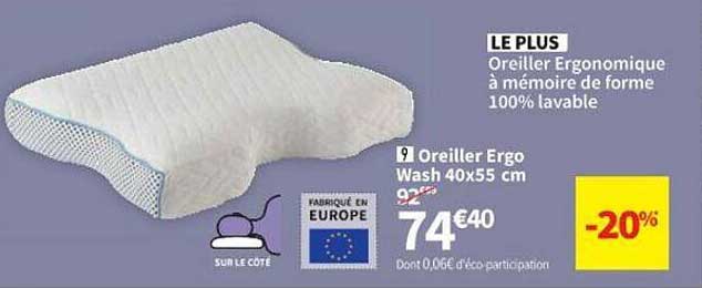 Oreiller Ergo Wash 40 X 55 Cm
