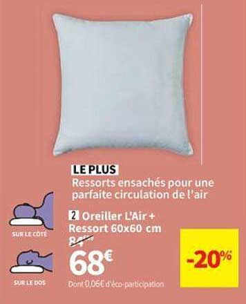 Oreiller L'air + Ressort 60 X 60 Cm