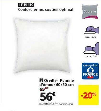 oreiller pomme d'amour 60 x 60 cm