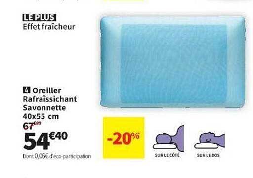 Oreiller Rafraîssissant Savonnette 40 X 55 Cm