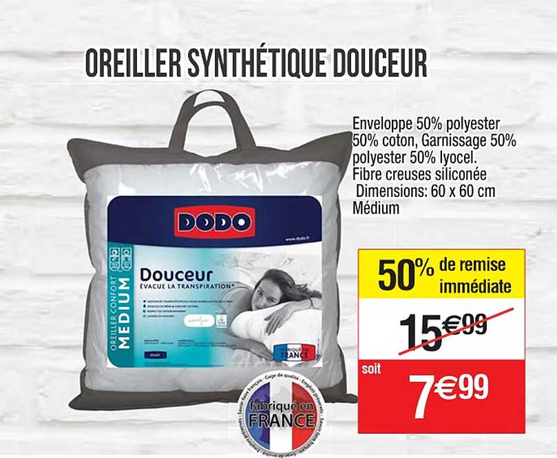 Oreiller Synthétique Douceur Dodo