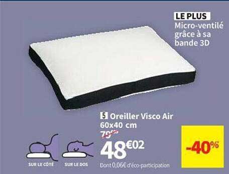oreiller visco air 60 x 40 cm