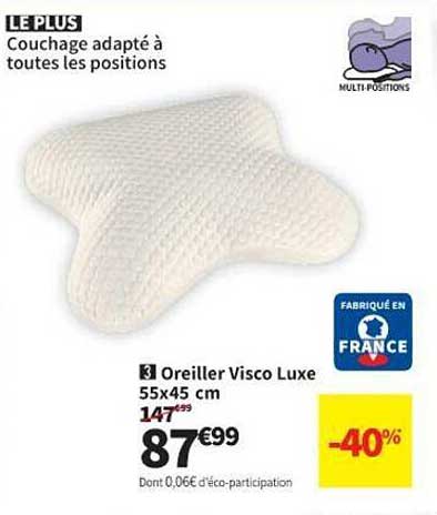 oreiller visco luxe 55 x 45 cm