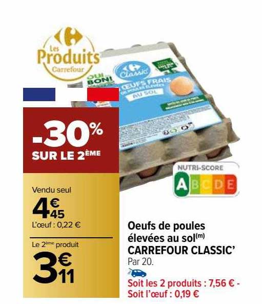 œufs de poules élevées au sol carrefour classic'