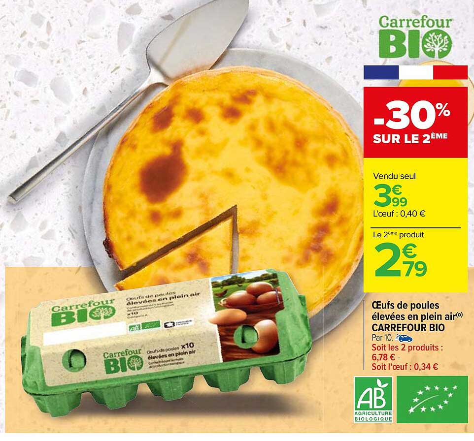œufs de poules élevées en plein air carrefour bio