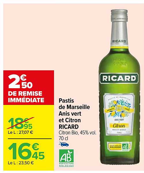 Pastis De Marseille Anis Vert Et Citron Ricard
