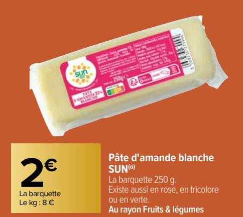 pâte d'amande blanche sun