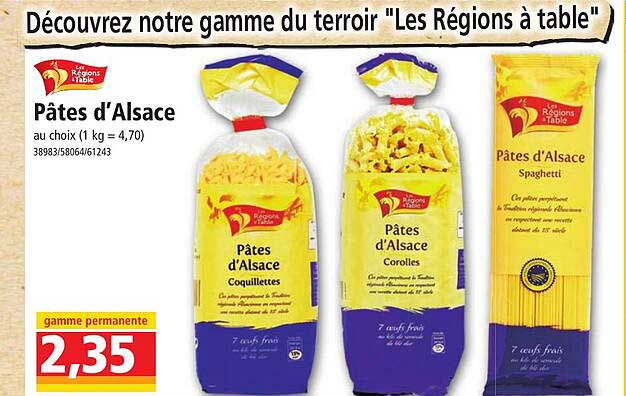 Pâtes D'alsace Les Régions à Table