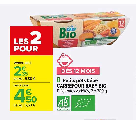petits pots bébé carrefour baby bio
