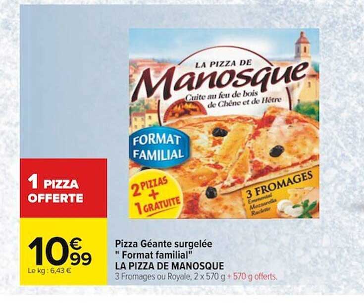 pizza géante surgelée "format familial" la pizza de manosque