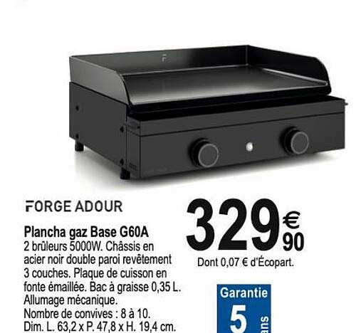 plancha gaz base g60a forge adour
