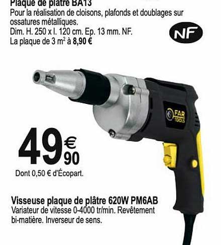 plaque de plâtre ba13, visseuse plaque de plâtre 620w pm6ab