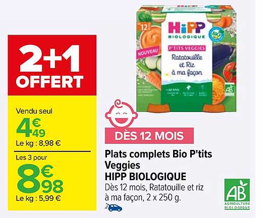 plats complets bio p'tits veggies hipp biologique