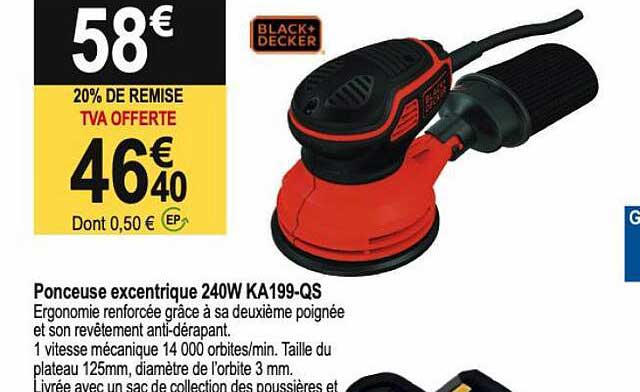 ponceuse excentrique 240w ka199-qs black + decker