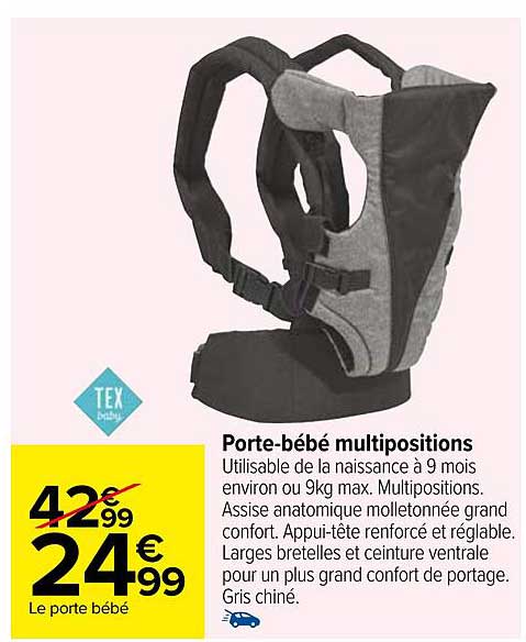 porte-bébé multipositions tex baby