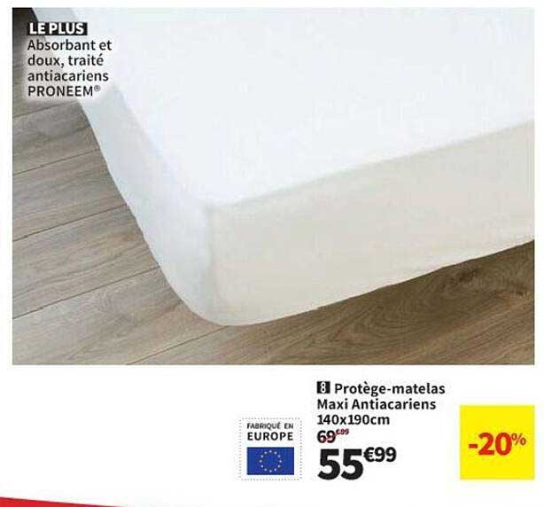 protège-matelas maxi antiacariens 140 x 190 cm