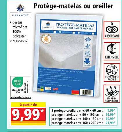 protège-matelas ou oreiller dreamtex