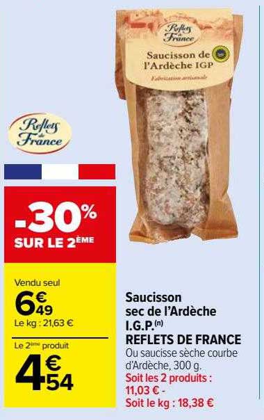 saucisson sec de l'ardèche i.g.p. reflets de france