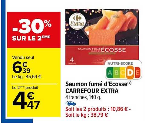 saumon fumé d'Ecosse carrefour extra