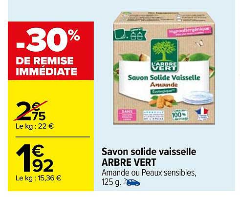 Savon Solide Vaisselle Arbre Vert