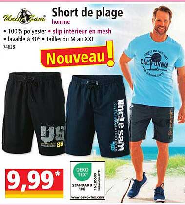 short de plage homme uncle sam