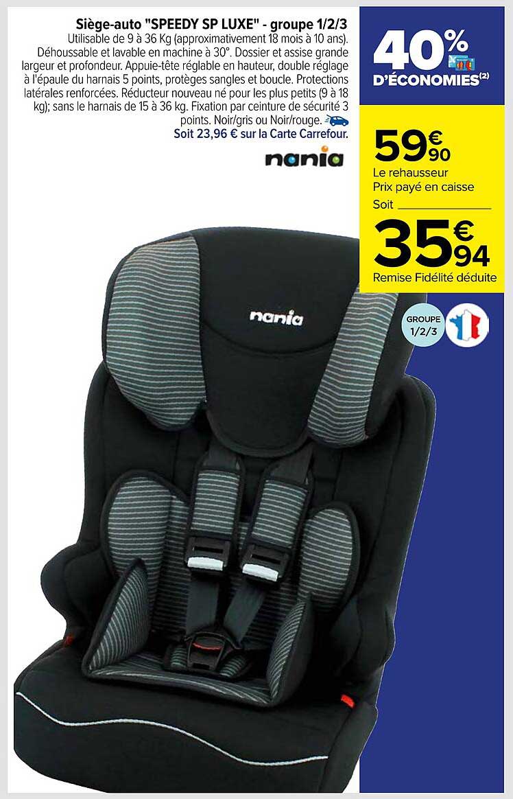 siège-auto "speedy sp luxe" - groupe 1-2-3 nania