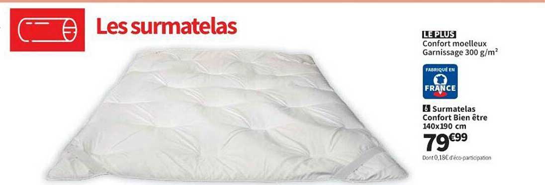 surmatelas confort bien être 140 x 190 cm