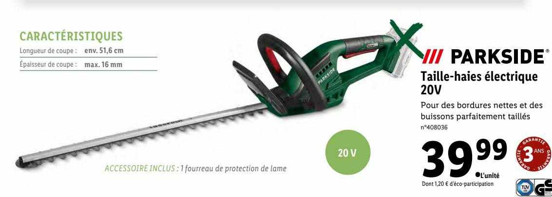 taille-haies électrique 20v parkside