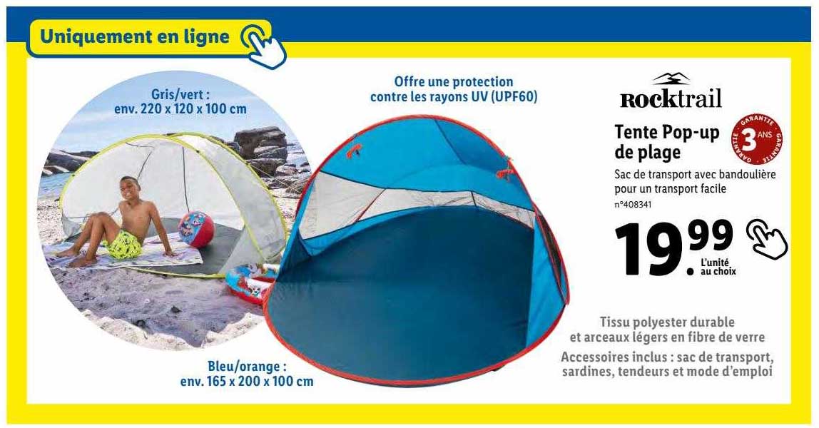tente pop-up de plage rocktrail